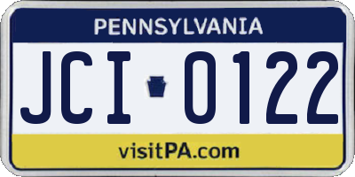 PA license plate JCI0122