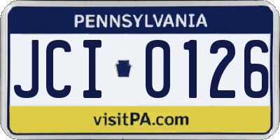 PA license plate JCI0126