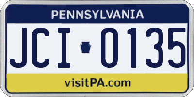 PA license plate JCI0135