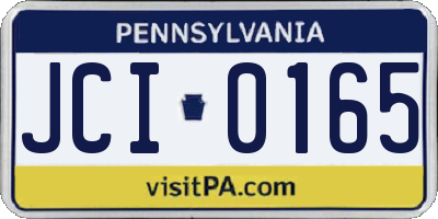 PA license plate JCI0165