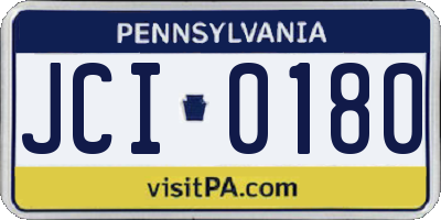 PA license plate JCI0180
