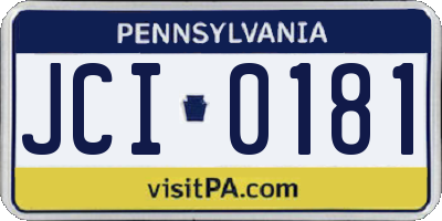PA license plate JCI0181