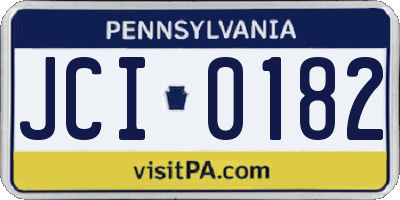 PA license plate JCI0182