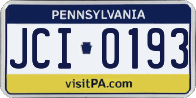 PA license plate JCI0193