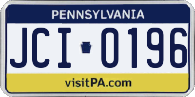 PA license plate JCI0196