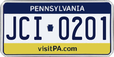 PA license plate JCI0201