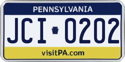 PA license plate JCI0202