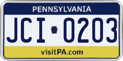 PA license plate JCI0203