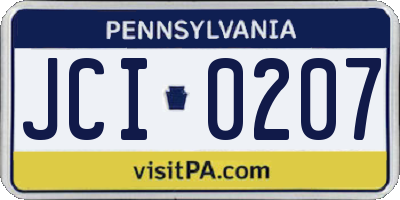 PA license plate JCI0207