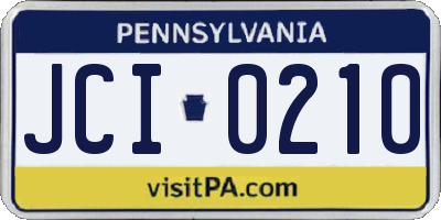 PA license plate JCI0210
