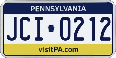 PA license plate JCI0212