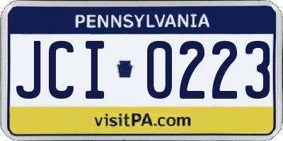 PA license plate JCI0223