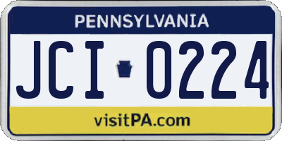 PA license plate JCI0224
