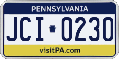 PA license plate JCI0230