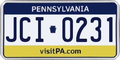 PA license plate JCI0231