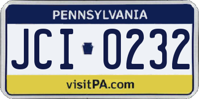 PA license plate JCI0232
