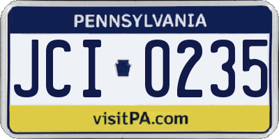 PA license plate JCI0235
