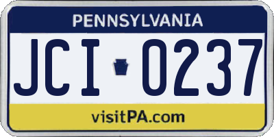 PA license plate JCI0237