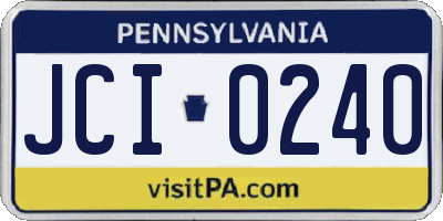 PA license plate JCI0240