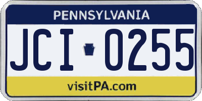 PA license plate JCI0255