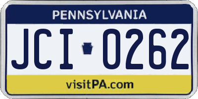 PA license plate JCI0262