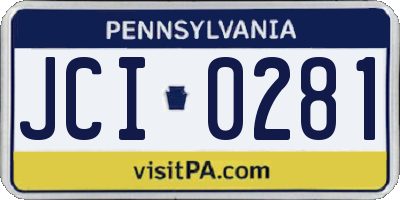 PA license plate JCI0281
