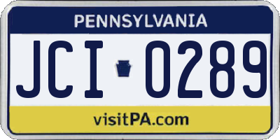 PA license plate JCI0289