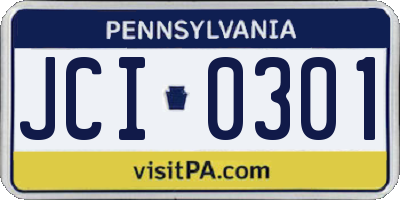 PA license plate JCI0301