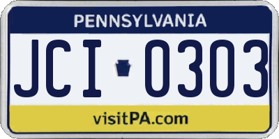 PA license plate JCI0303