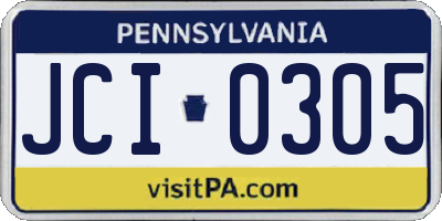 PA license plate JCI0305