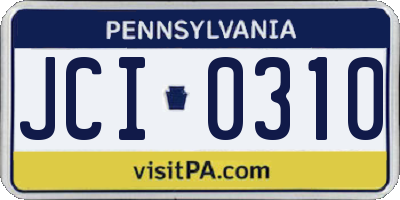 PA license plate JCI0310