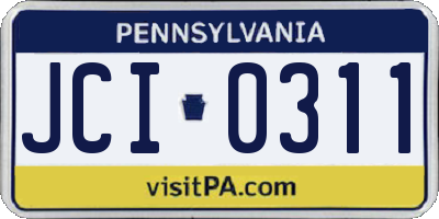 PA license plate JCI0311