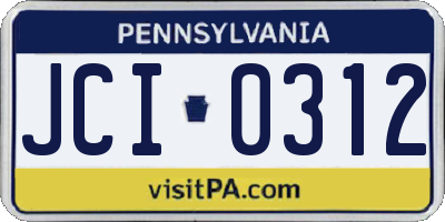 PA license plate JCI0312