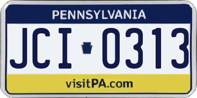 PA license plate JCI0313