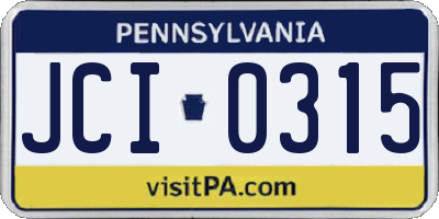 PA license plate JCI0315