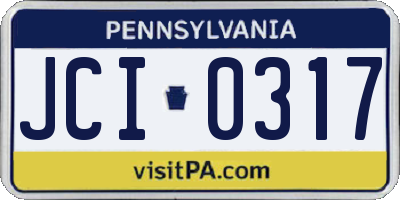 PA license plate JCI0317