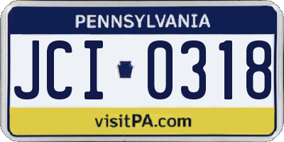 PA license plate JCI0318