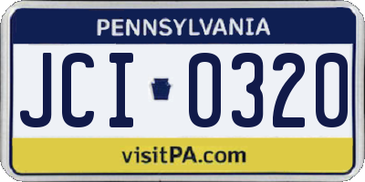PA license plate JCI0320