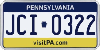 PA license plate JCI0322
