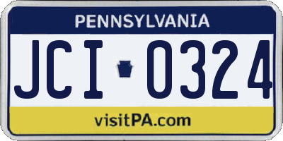 PA license plate JCI0324