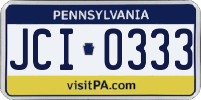 PA license plate JCI0333