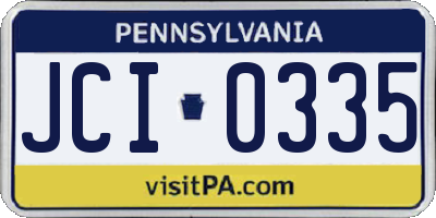 PA license plate JCI0335