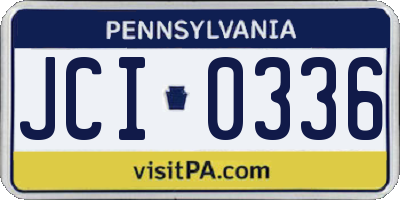 PA license plate JCI0336