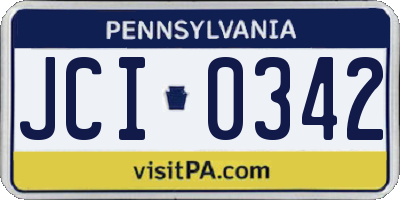 PA license plate JCI0342
