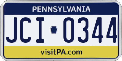 PA license plate JCI0344