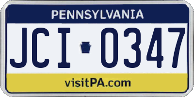 PA license plate JCI0347