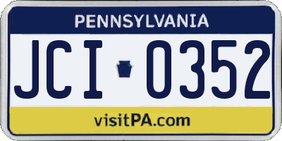 PA license plate JCI0352
