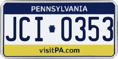 PA license plate JCI0353