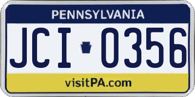 PA license plate JCI0356