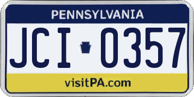 PA license plate JCI0357